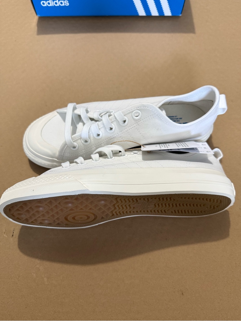 adidas White Canvas Low-Top Sneakers with Gum Outsole